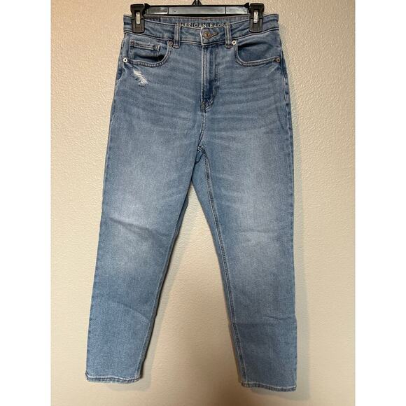 American Eagle Light Medium Wash Mom Jean Size 2 *SHORT* Modal/Recycled/Cotton - Picture 3 of 10